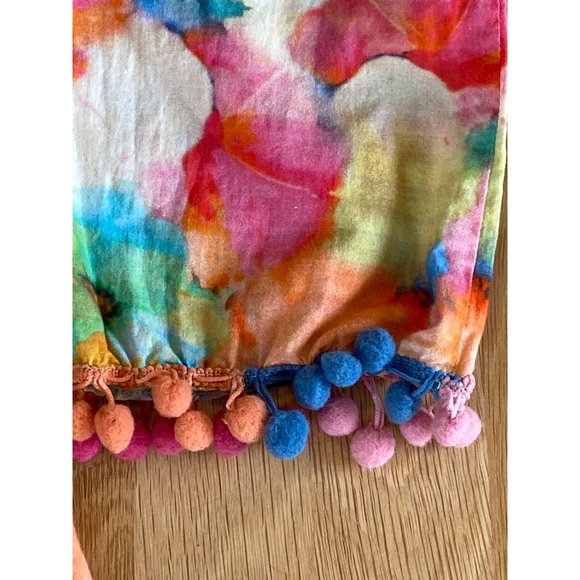 Sundance Long Sleeve Floral Pom Pom V Neck Dress Swim Coverup Medium Cotton - Picture 11 of 12